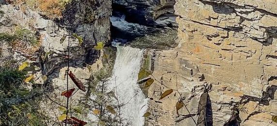 Linville Falls dropping into the gorge, seen from the overlook
