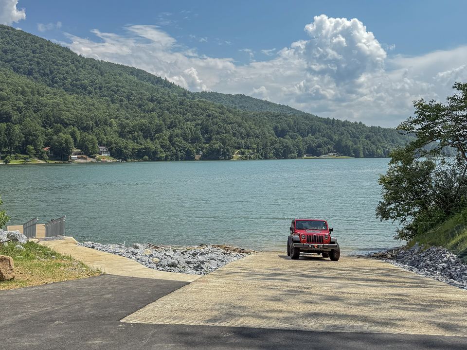Concrete boat ramp into Watauga Lake at Sink Mountain Boat Landing
